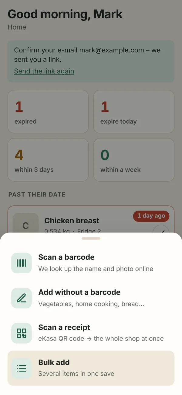 The Add menu