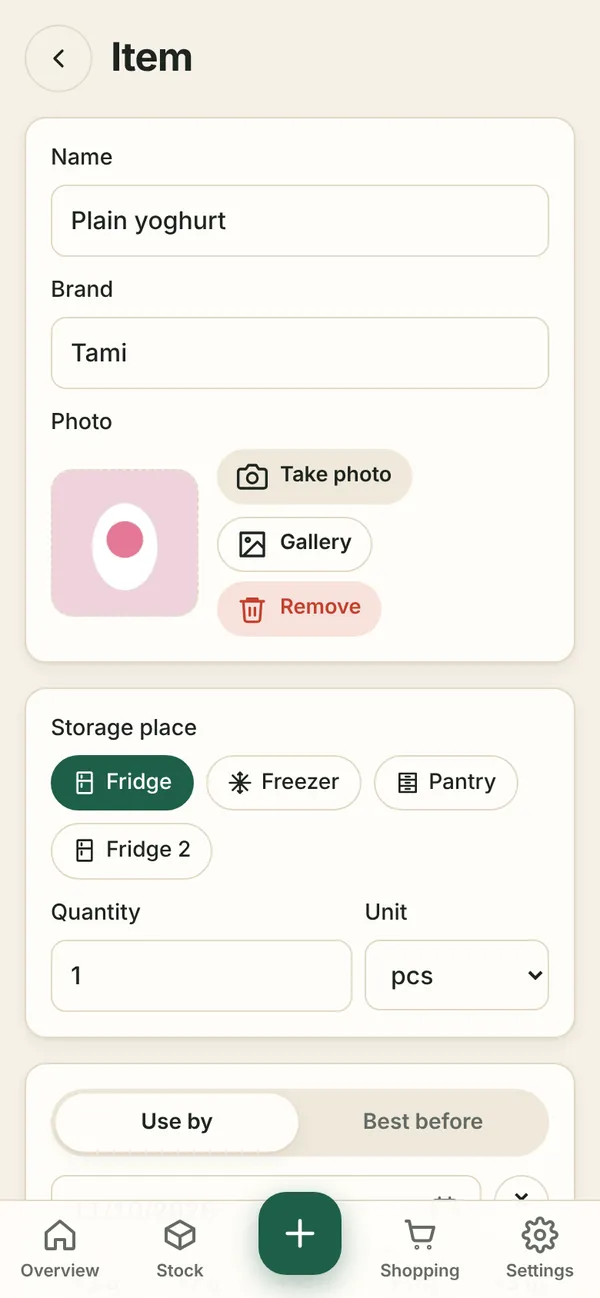 Item form